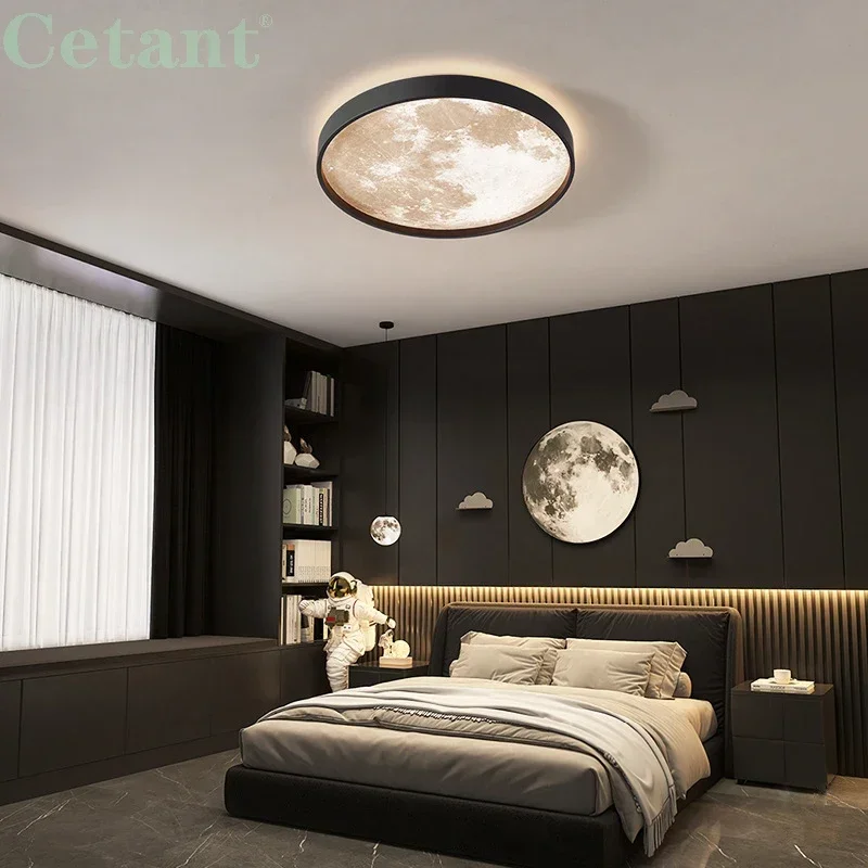 

Modern LED Ceiling Light Moon Home Decor Lamps For Beroom Living Room Corridor Black White Indoor Decoration Led Lighting Lustre