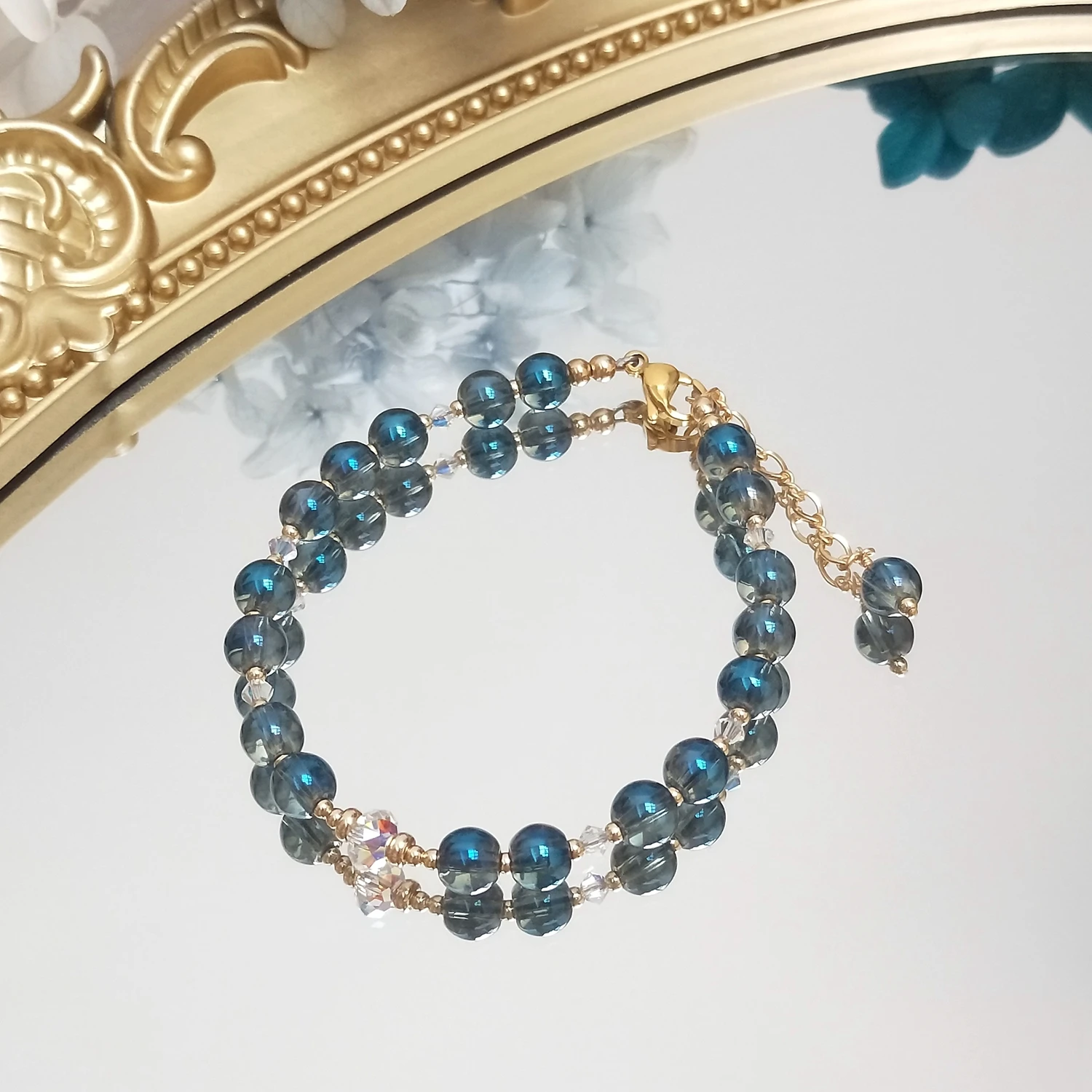 Lii Ji Blue Aurora Beads 14K Gold Filled Charms Bracelet Handmade Bohe Fashion Jewelry For Female