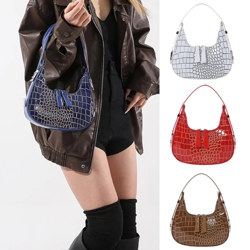 Fashionable Moon Bag PU Leather Handbag Eye Catching and Practical Underarm Bag Dumpling Purse Statement