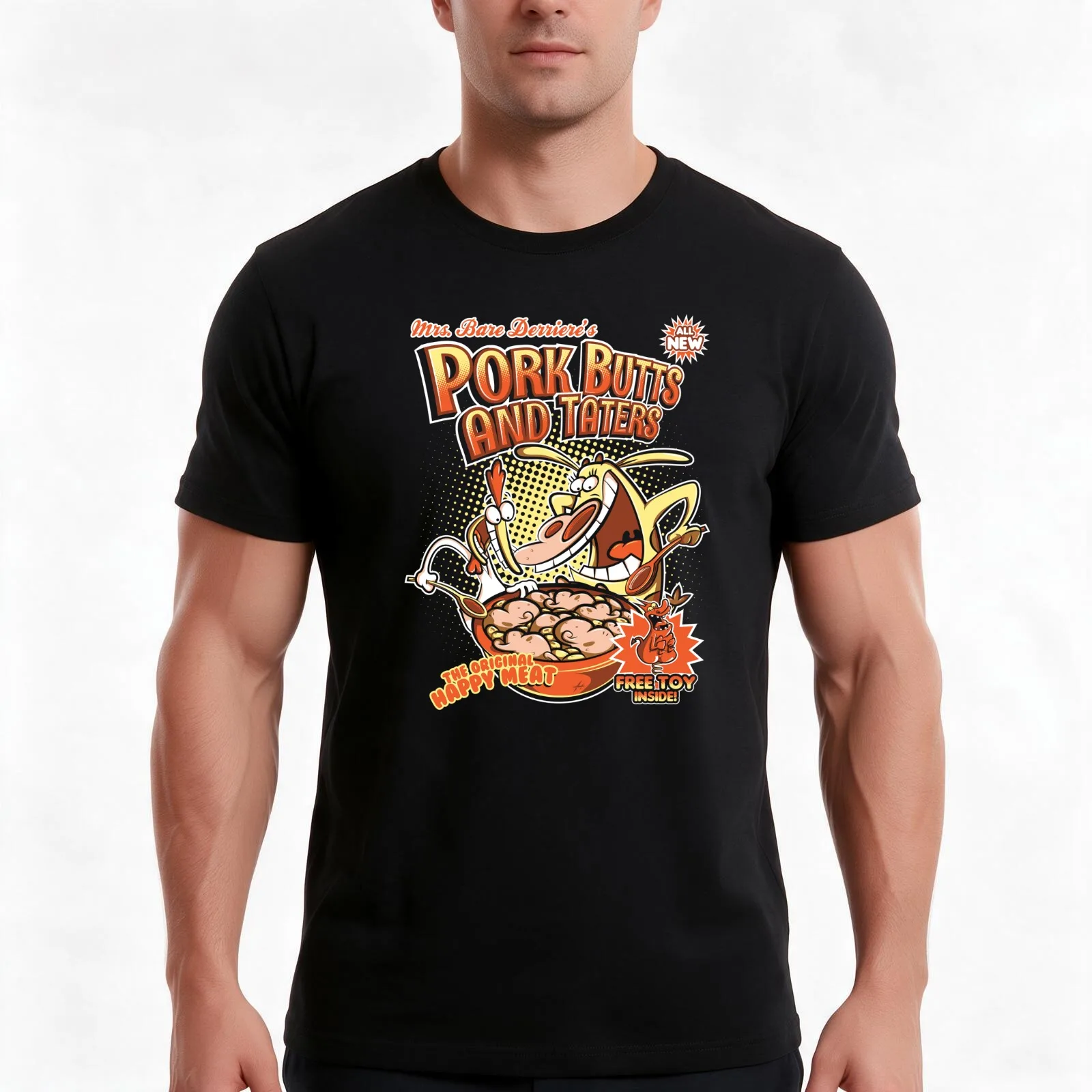 Pork butts and taters T-Shirt, Summer Casual Cotton Tee, Oversized Streetwear Tops, Vintage Graphic Print, Unisex Men Women