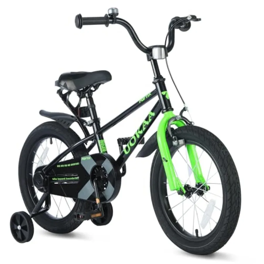 

14 16 Inch Bike for Boys Girls Ages 3-7 with Training Wheels Hand Foot Brake Adjustable Seat High-Carbon Steel Frame Easy to Ri