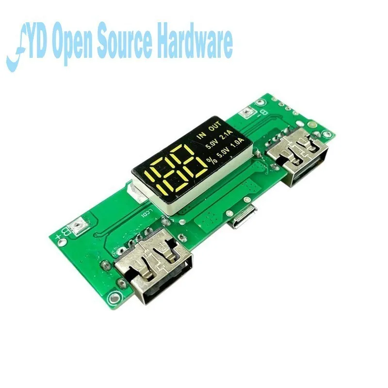 18650 lithium Battery Digital Display Charging Module 5V2.4A 2A Dual USB Output Band Display Booster Module