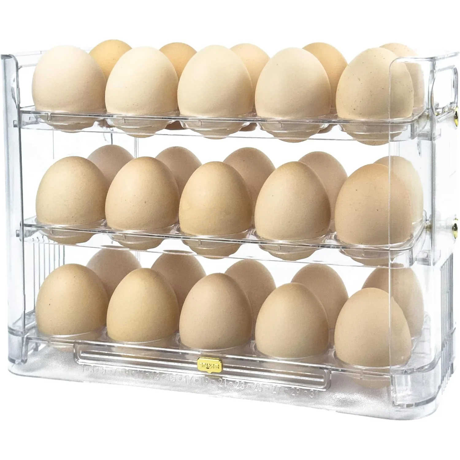 Plastic PET Household Reusable Egg Storage Container 3 Layer 30 Grids Flip Kitchen Fridge Egg Organizer Holders