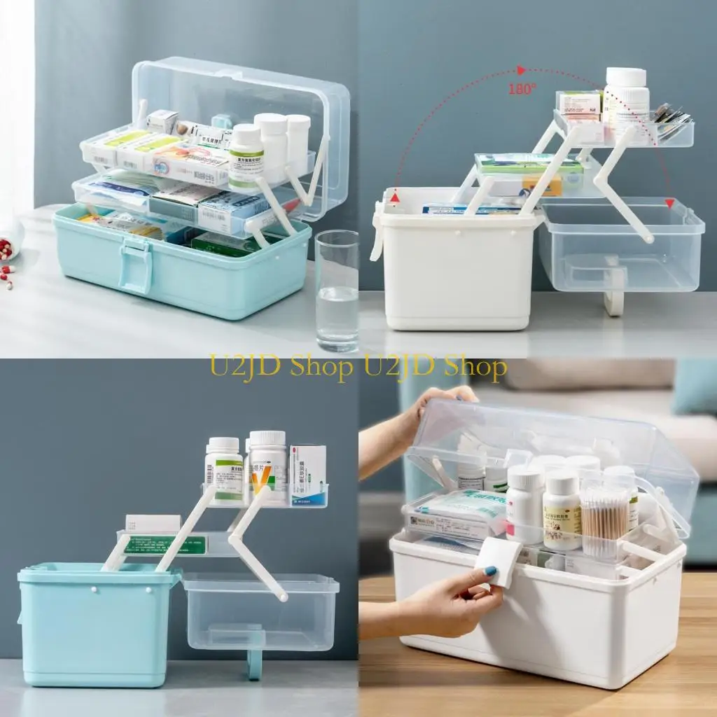 

U2JD пластик для коробки для таблеток большого размера, 3-уровневый органайзер для хранения семейного аварийного комплекта, с