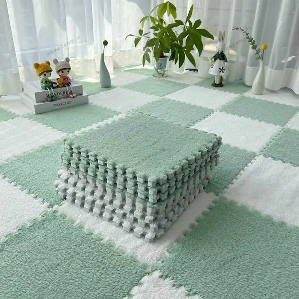 

16 шт., плюшевый коврик для детских игр, 30x30 см, нескользящий коврик из пенопласта Eva, мягкий плюшевый коврик для детской комнаты, согревающий напольный коврик