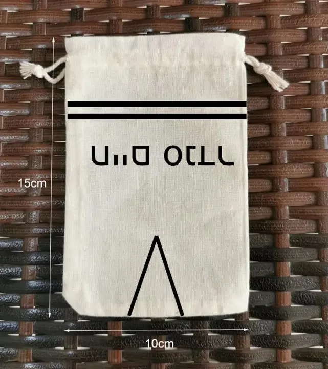 130 Pieces 10x15cm/4x6 inches Natural Cotton Bags Drawstring Gift Pouches Screen Printed with Full Black Logo Customised Logo