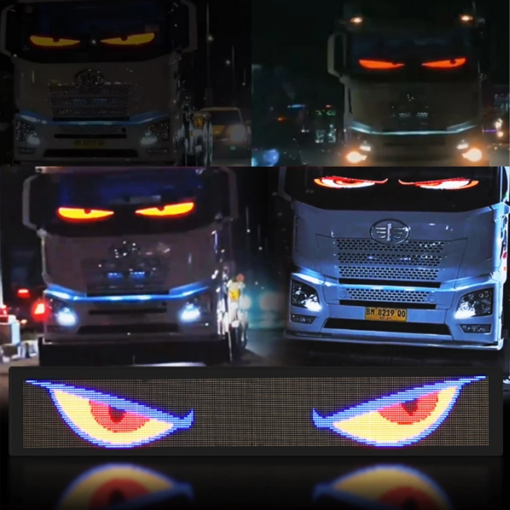 2PCS Glowing LED Eyes Truck Windshield Devil Eye LED Sign Screen Luminous Eye LED Panel For Cars