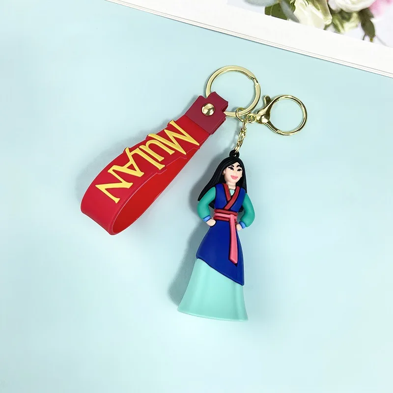 Disney Cartoon Movie Princess Mulan Dragon Silicone Pendant Keychain for Women Fans Backpack bag Accessories Keys Holder gifts