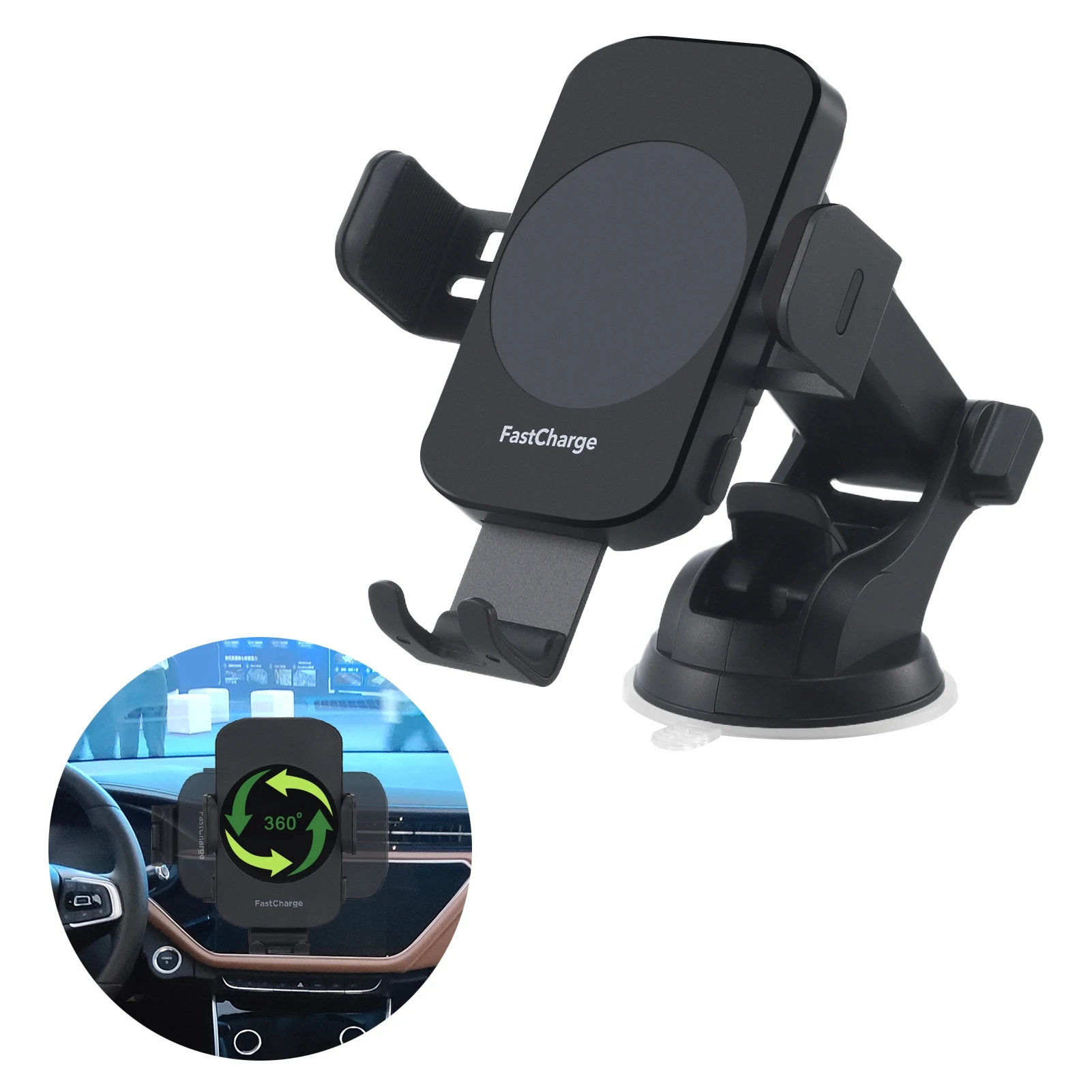 Wireless Car Charger, 15W Fast Charging Auto Clamping Car Charger, windshield, Dashboard, air Vent Phone Mount Phone Holder