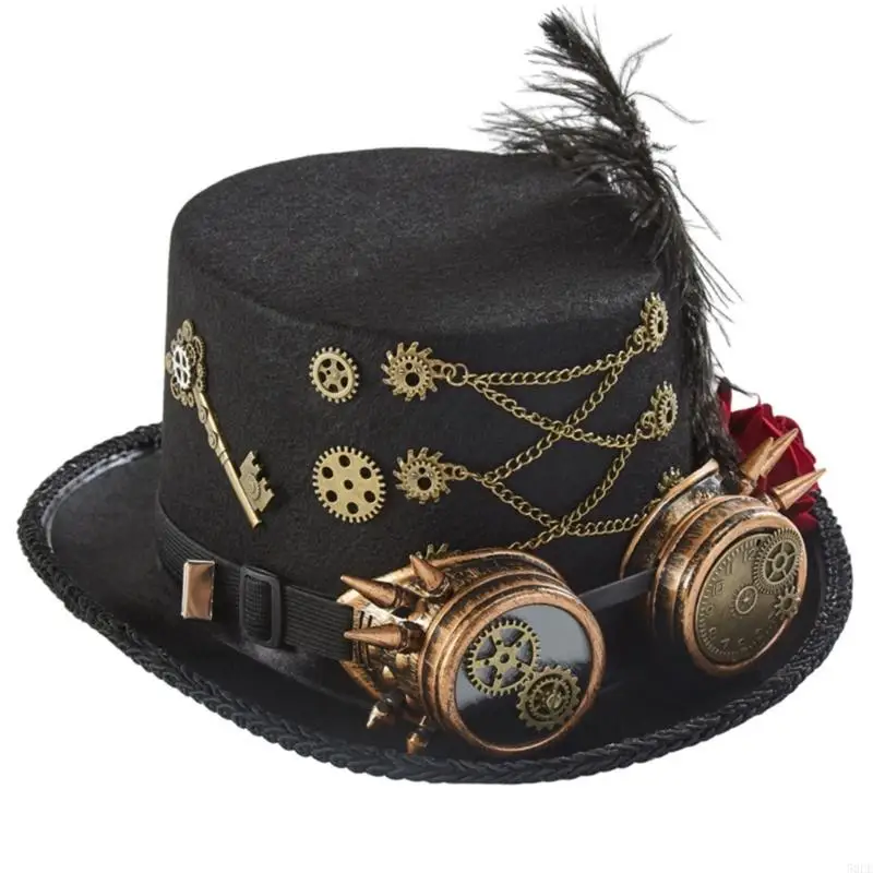 50LE kapelusz Steampunk Steampunk Top kapelusze dla mężczyzn goglami Steampunk kapelusz podróżnika czasie Steampunk impreza
