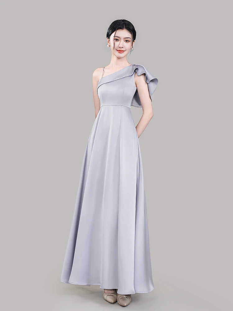 

Синее атласное вечернее платье Blue Maids Dr для женщин, летнее, модное, элегантное, миди, для свадьбы, выступлений, повседневное, из полиэфирного волокна