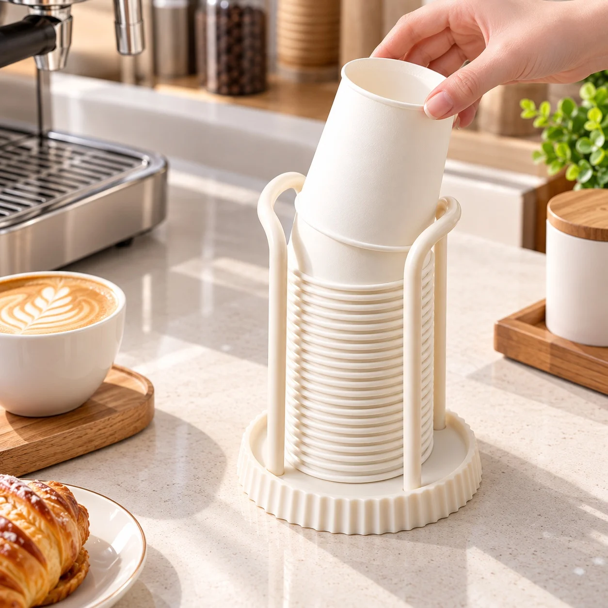 Japanese Style Disposable Cup Holder Multi-functional Paper Cup Storage Rack Household Cup Organizer for Coffee Cups & Tea Cups
