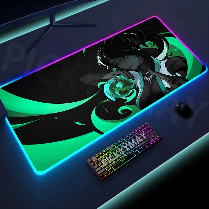 Valorant große rgb gamer mouse pad 40x90cm maus matte spiel mouse pads led tastatur matten leuchtende schreibtisch pads mauspad für pc