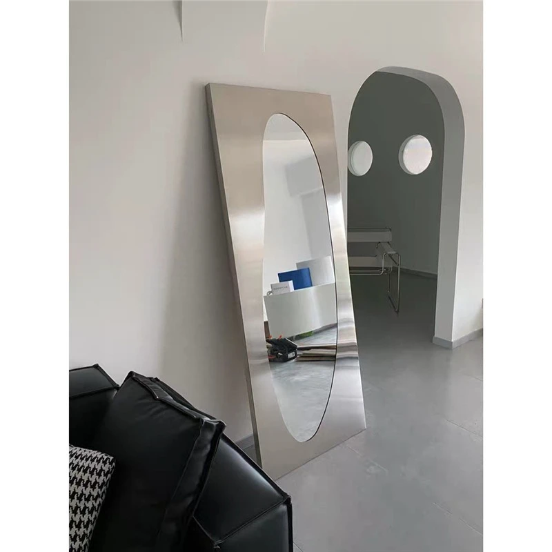 Second-hand stainless steel Internet celebrity creative modern full-length mirror floor-to-ceiling special-shaped fitting mirror