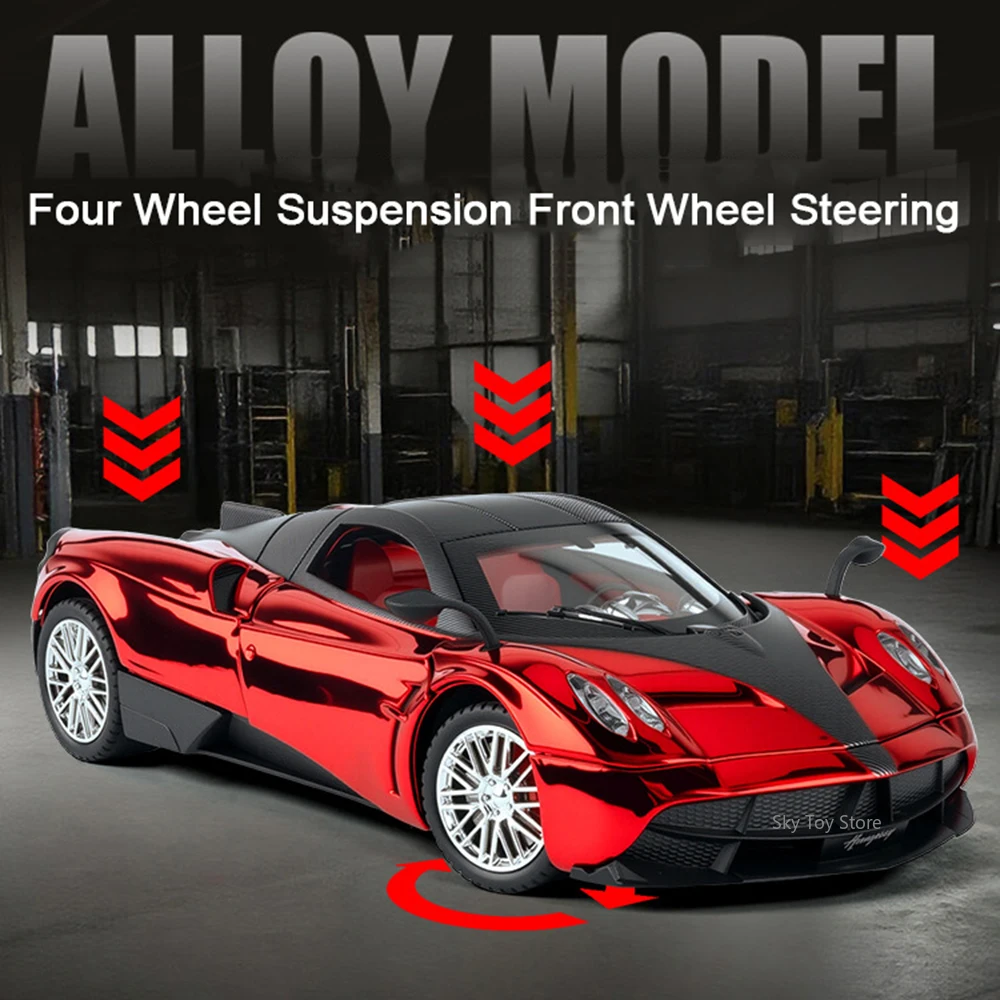 1:24 باجاني هوايرا دينستيا BC ألعاب مصغرة سيارة سبيكة دييكاست نموذج ضوء الصوت التراجع الأبواب فتح سيارة رياضية جمع الهدايا