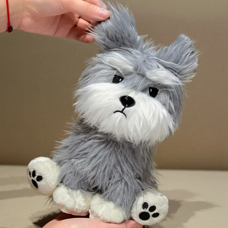 25cm Simulation RealLife Pets Lovely Schnauzer Dog Plush Toy Stuffed Fluffy Animal Cute Puppy Baby Appsease Doll Soft Kids Gift