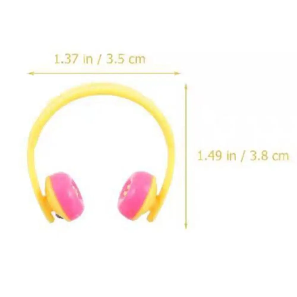 Accesorios para casa de muñecas, modelo de auriculares en miniatura, juguetes clásicos, auriculares de plástico de 3,8 cm, accesorios de decoración para muñecas