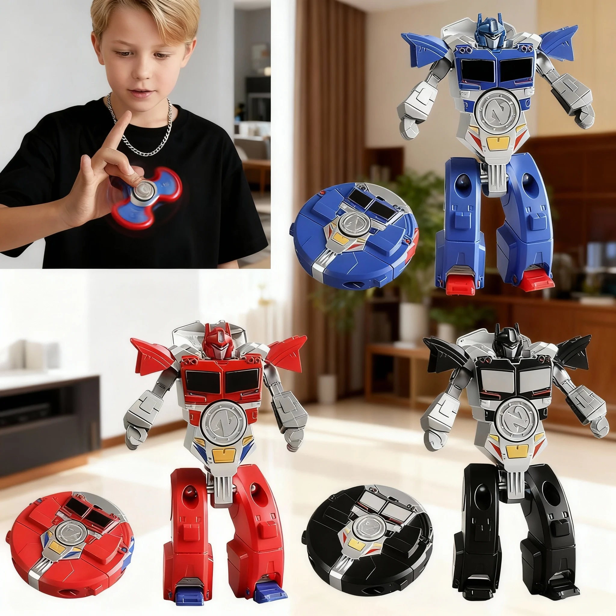 لعبة سبينر إبداعية مضادة للتوتر على شكل روبوت قابل للتحول، ألعاب حسية للبالغين والأطفال، هدية 1 قطعة