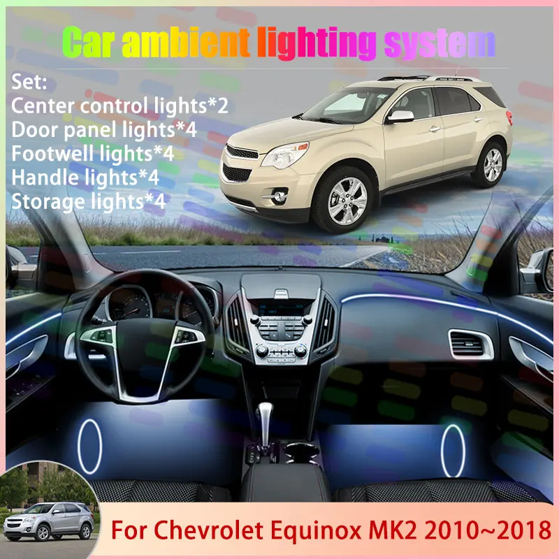 

For Chevrolet Equinox MK2 2th 2010~2018 2011 2012 6/18 in 1 Car Atmosphere Light Lamp RGB Shade Ensemble Streamer Atmosphere Set