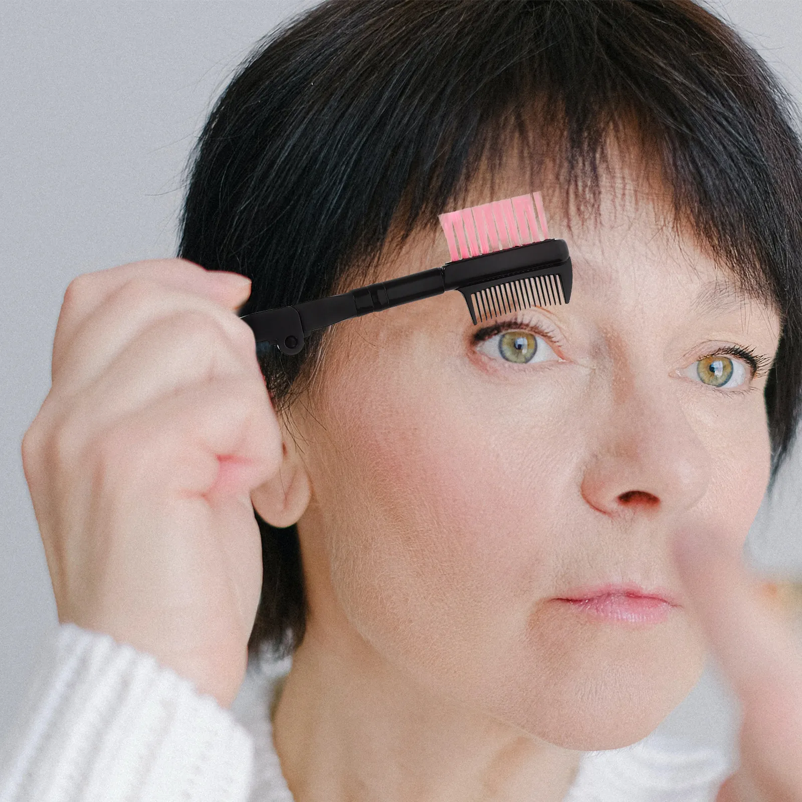 3 個のダブルヘッド眉毛ブラシセット折りたたみ式まつげコームツールプレミアム素材ポータブルデザイン女性女の子のための日常使用