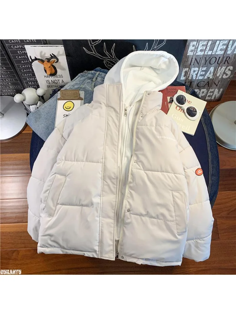 2025 Women's Winter Quilted Jacket Overcoat Thick Cotton Padded Coat Female Loose Casual Coats Hooded Short Parkas