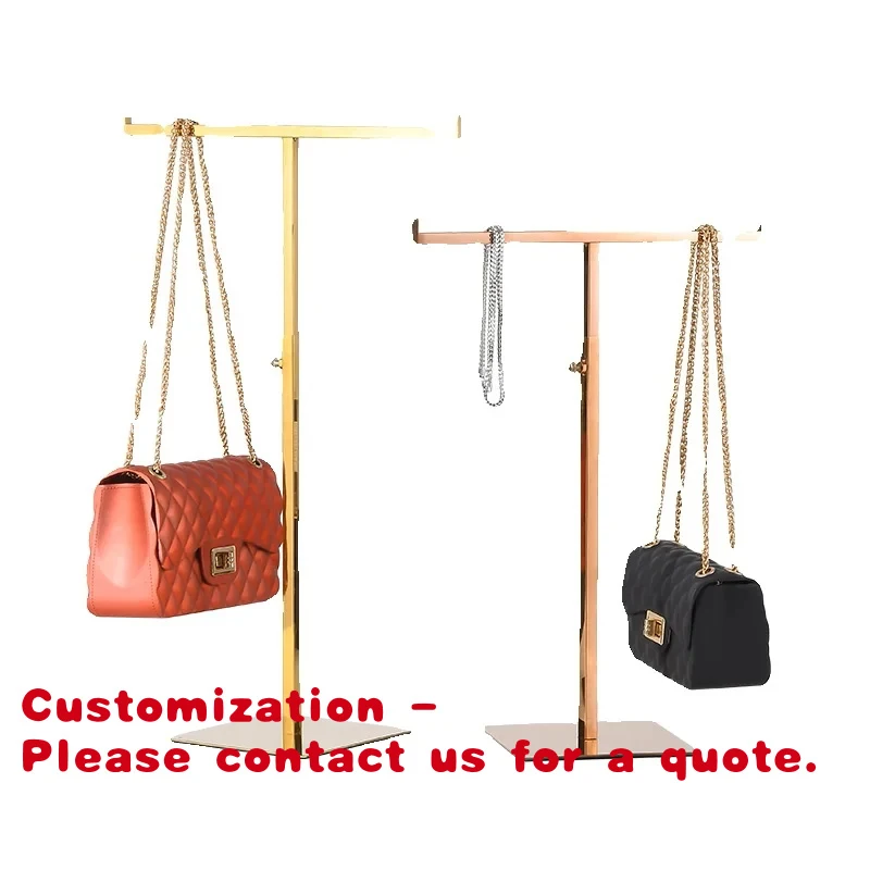 

custom.Boutique Adjustable Gold Metal-shaped Detachable Display Stand Floor Hanging Bag Decoration