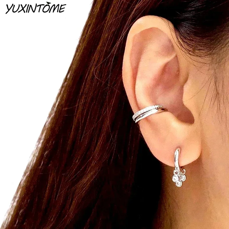 925 Sterling Silver Needle New Fashion 18K Gold Earrings Star Tassel Small Hoop Earrings for Women Wedding Jewelry Accessories