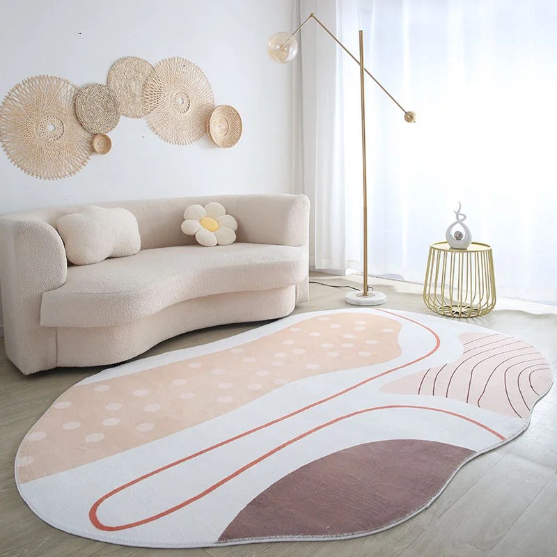 

Fluffy Soft Simple Carpet Special Shaped Living Room Coffee Table Nordic Carpets Light Luxury Bedroom Bedside Irregular Rug