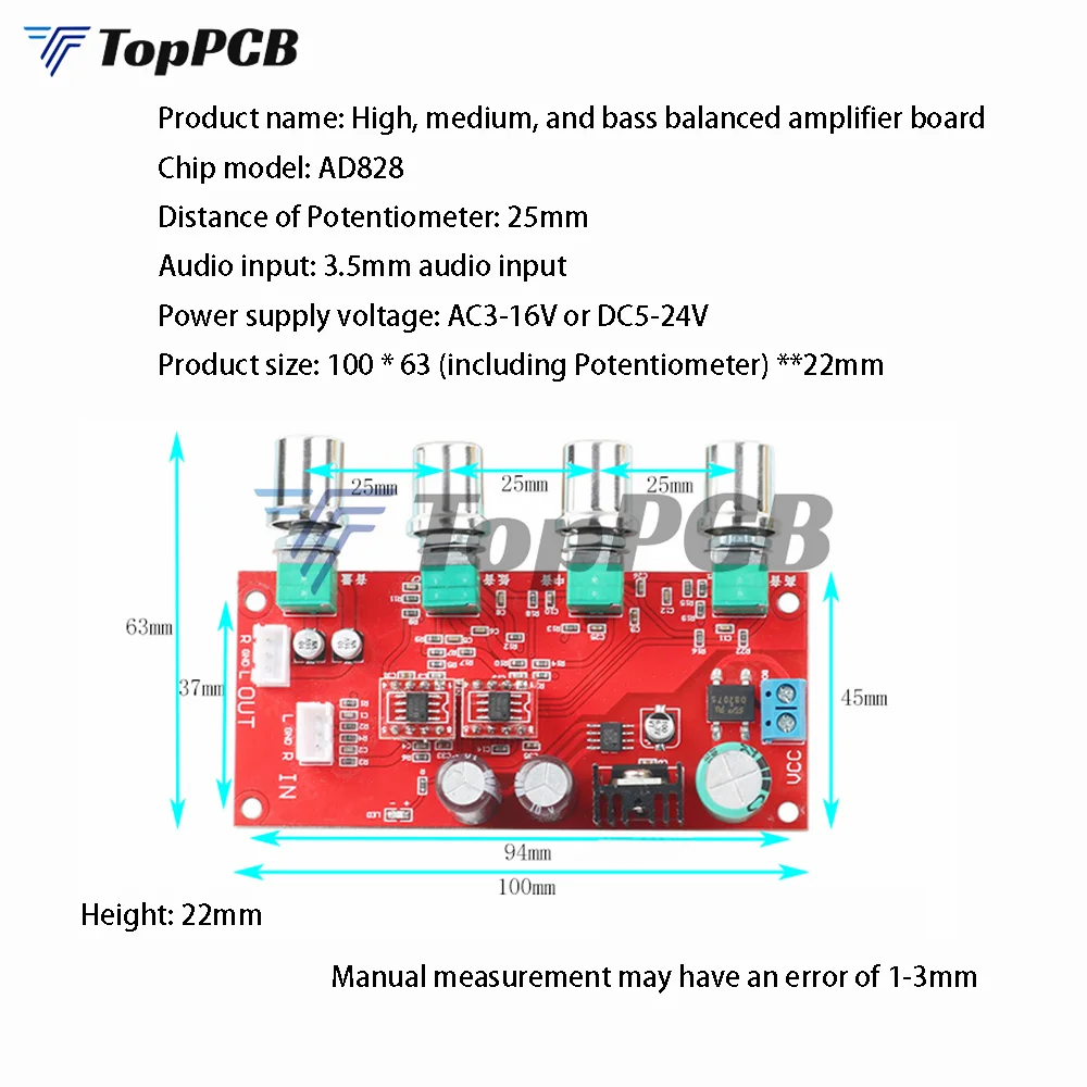 Imagem -02 - Hifi Stereo Preamp Amplificador Board Volume Tone Control Pré-amp Preamplifier Board Melhor do Que Ne5532 Ad828