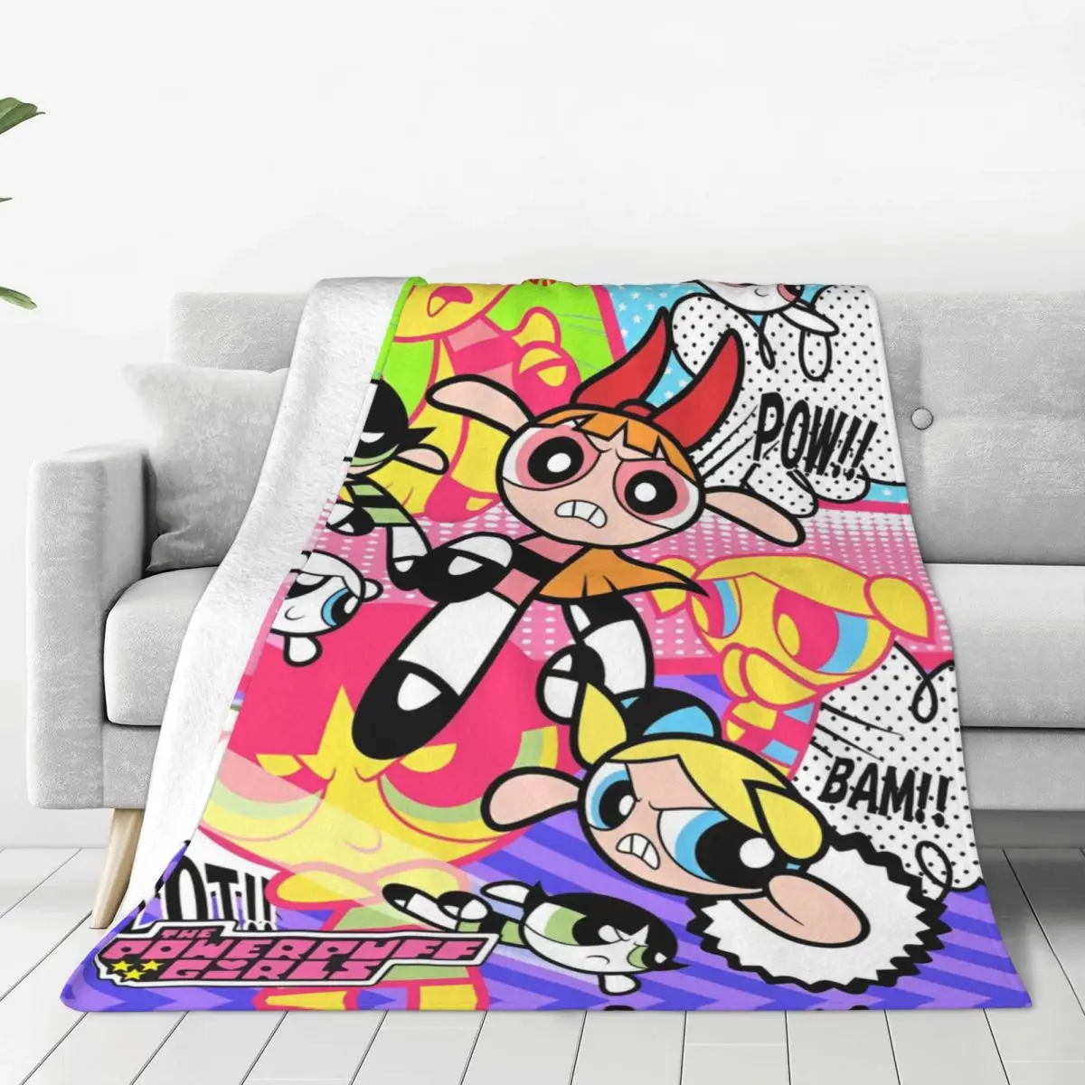 The Powerpuff Girls Flannel Blankets Soft Warm Bedding Throws for Couch Chair Decorative Funny Bedspread Sofa Bed Cover