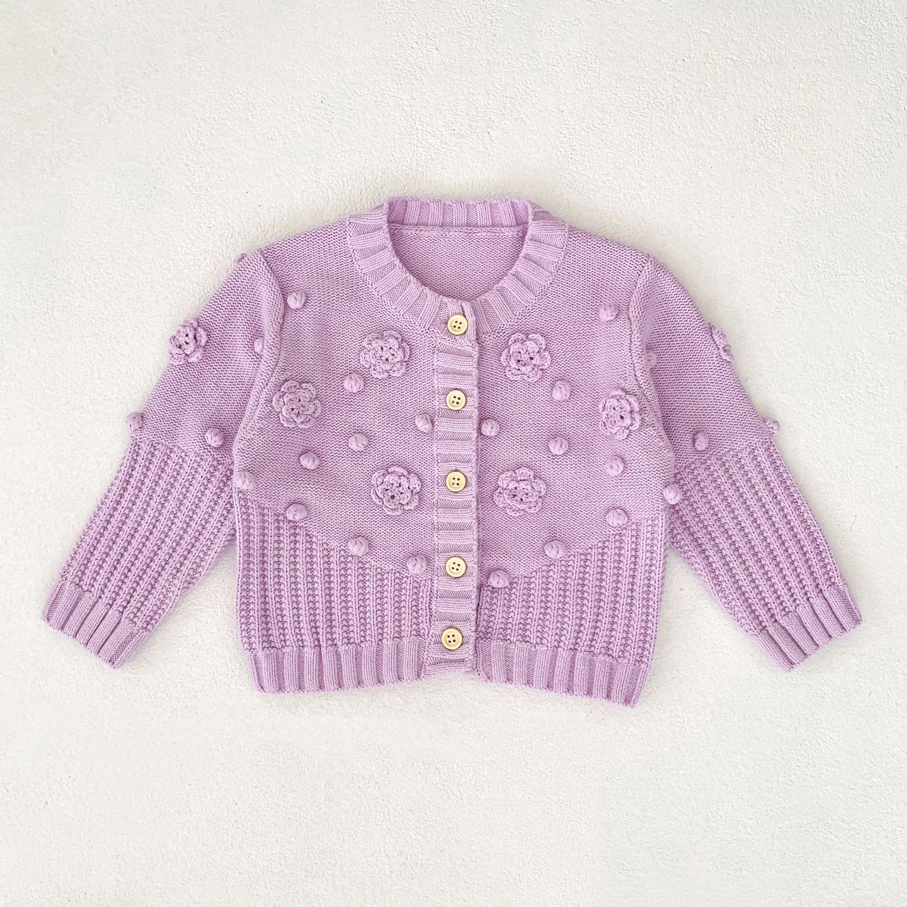 0-3T Newborn Kid Baby Girl Sweater Cardigan Autumn Winter Clothes Knit Coat 3D Flower Knitwear Elegant Princess Outwear Outfit