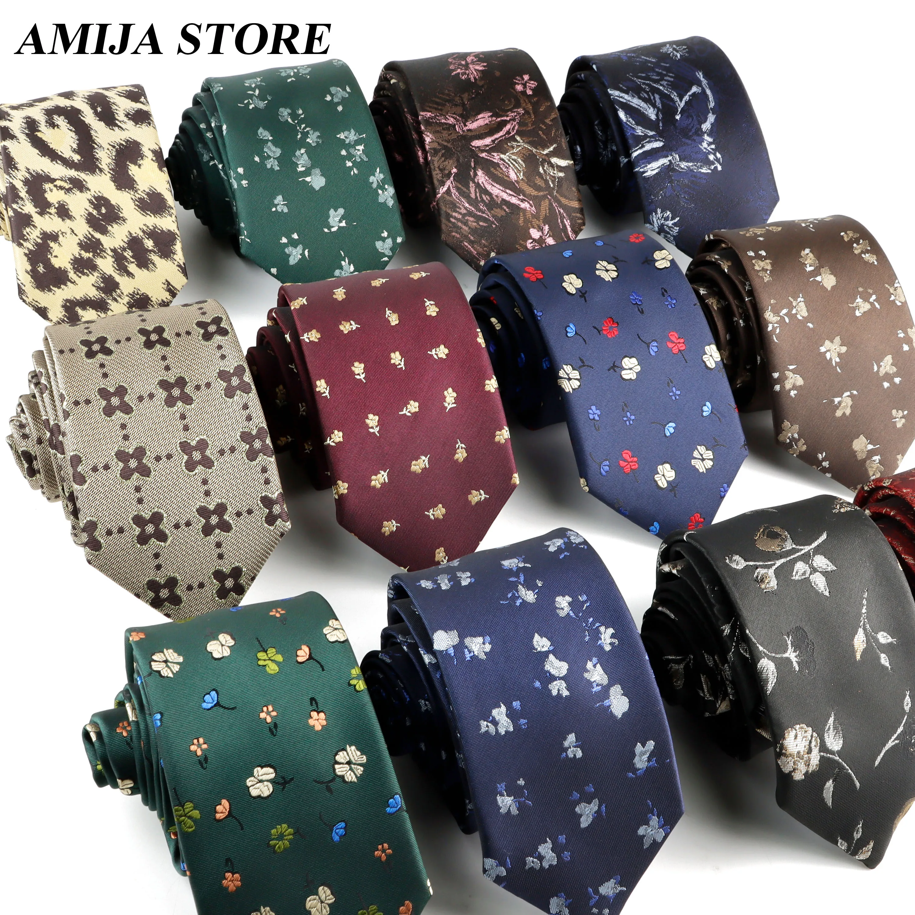 

Новый дизайн галстука с цветочным узором тканый полиэстер мужской галстук леопардовый синий красный 7 см деловой вечерние галстук для повседневных аксессуаров на шею