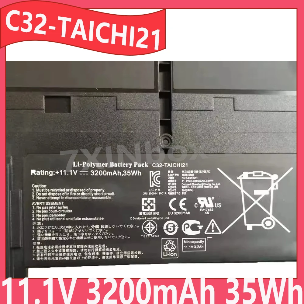 C32-TAICHI21 11.1V 3200mAh 35Wh Battery for ASUS Ultrabook TAICHI21 TAICHI 21 C32-TAICHI21 CKSA332C1