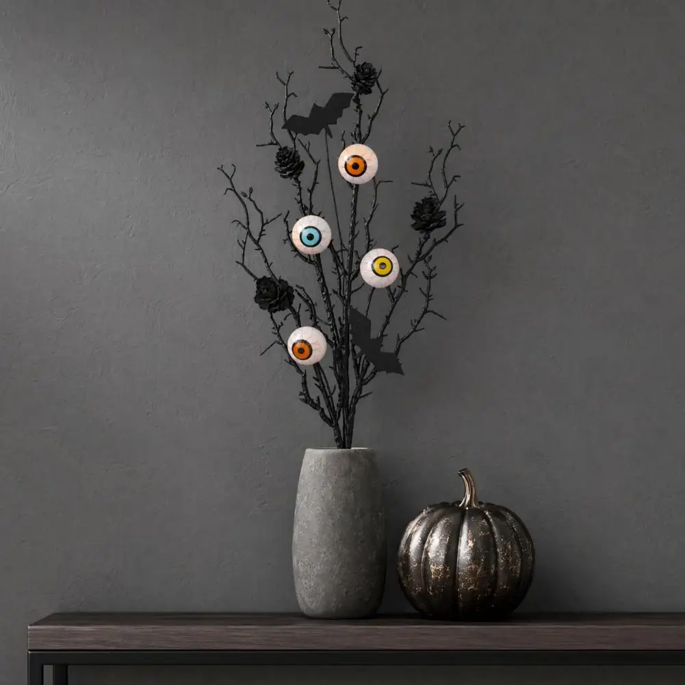 Halloween Decoration Branch Halloween Black Artificial Branches with Eyeball Picks Bat Pine Cone Vase Fillers Holiday Party