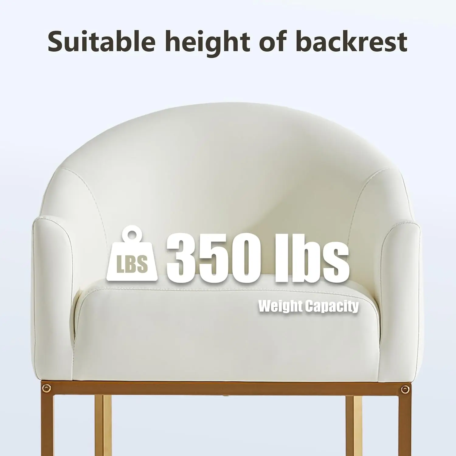 Set of 2 Modern Faux Leather Upholstered Barrel Back Counter Height Bar Stools for Kitchen Island