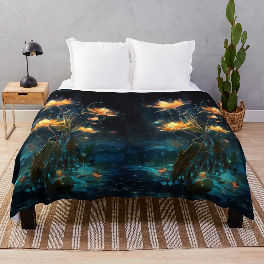 

Flowers Lightning the Dark - Magical Glowings Flowers Throw Blanket Shaggy Furry Soft Blanket for Bedroom Living Room