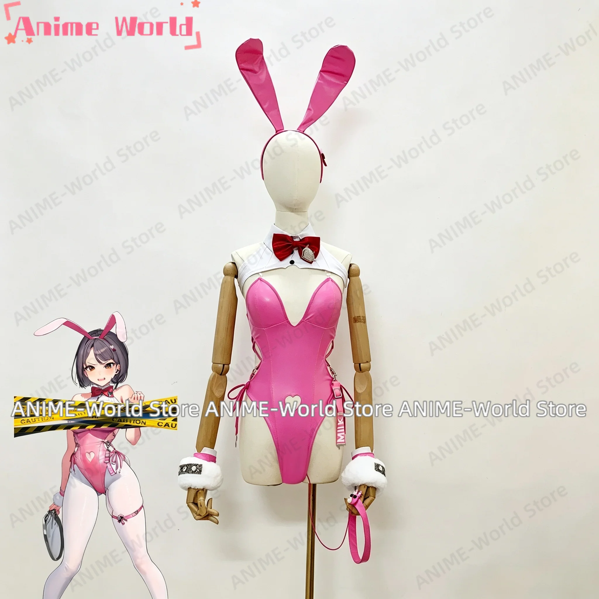 《Custom Size》Game Milk Blooming Bunny Costume Agent Milk Pink Women Jumpsuit Halloween Carnival Suit Halloween Carnival Suit