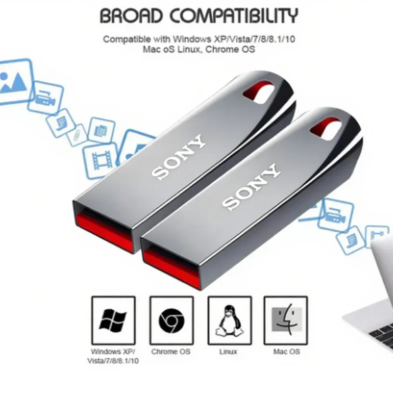 

SONY Original High-Speed USB 3.1 Flash Drive 2TB 1TB 512GB Metal Pendrive Portable Waterproof 256GB 128GB Memory USB Flash Disk