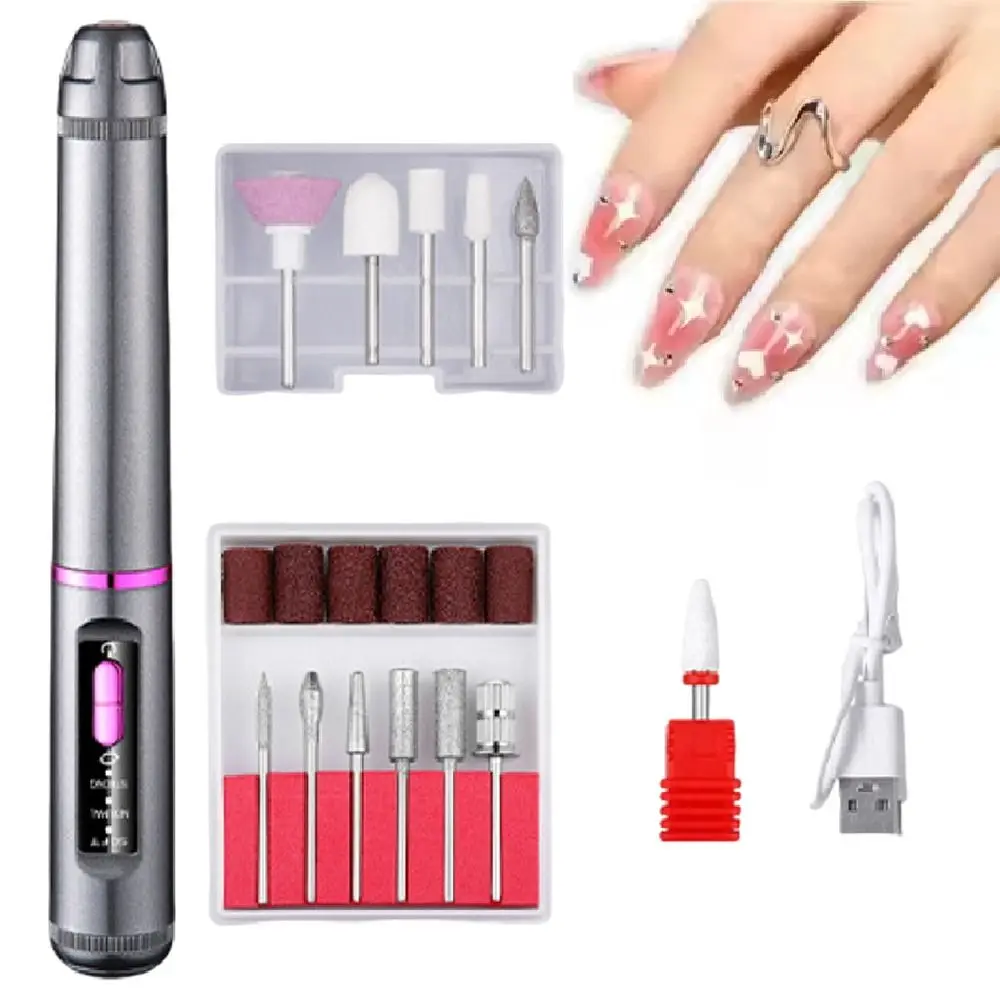 

High-Speed Electric Nail Drill Machine Professional Portable Nail Removal Tool 3 Gears Multi-function Sanding File Pen