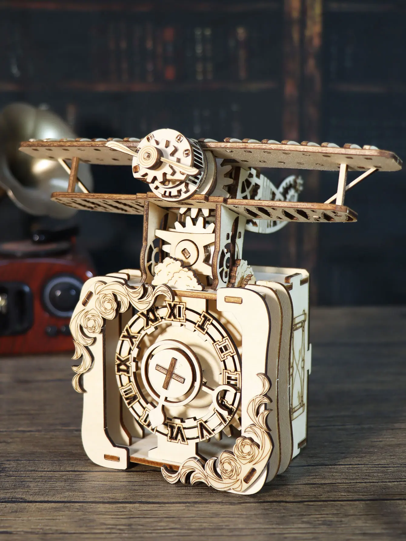 

3d Wooden Puzzle Punk Airplane Music Box You Are My Sunshine Handmade Assembly Model Kit Holidays Brthdays Christmas Gifts