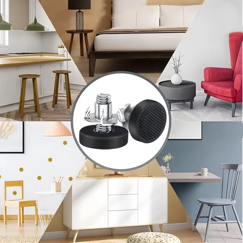 4 pies niveladores de muebles. |   Rosca M6, instalación sin herramientas, antideslizante, resistente, altura ajustable, tuerca en T |   Para: Hogar
