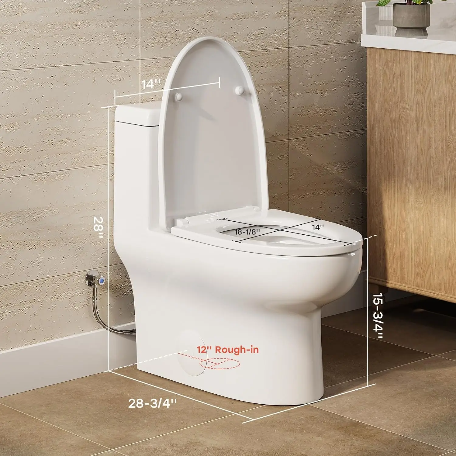 One Piece Toilet, Dual Flush, Compact Skirted Design, Customized