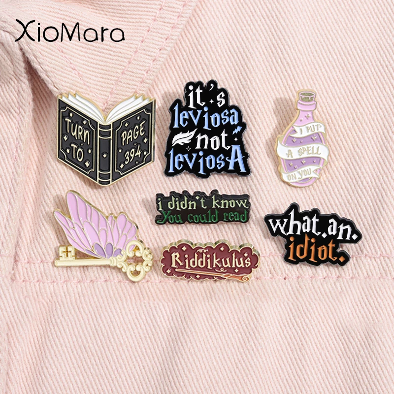 Fantasy Movies Magic Book Butterfly Key Enamel Pins Witch Wizard Brooches Lapel Badge Fashion Jewelry Gift for Fans Friends