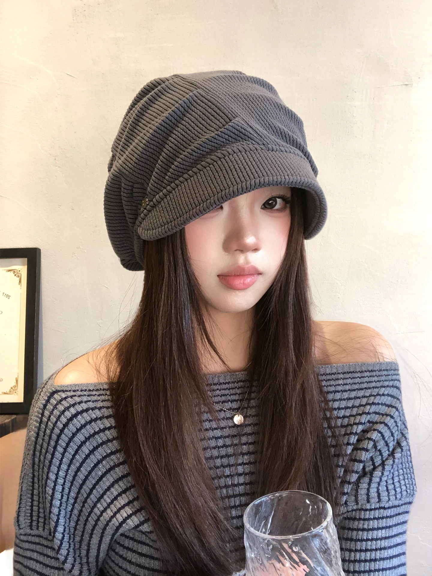 Warmth And Style Women's Autumn Winter Large Head Wrap Hat Face Slimming Cozy Ear Protection Pull-On Hat Casual Fashion