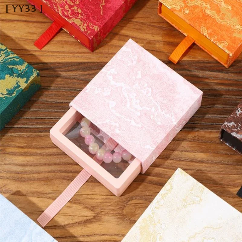 صندوق هدايا مجوهرات فاخر منقوش بأدراج، علبة عرض عائمة لفيلم البولي ايثيلين للخواتم والأقراط وتغليف الأساور الكريستالية [YY33]