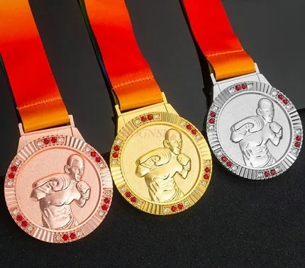 gold medal diamond creative high-end metal listing Diamond boxing medal championship lightweight