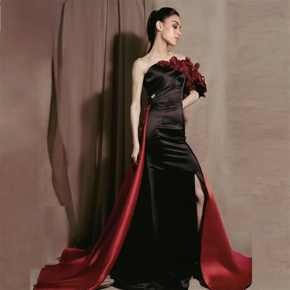 

Customized Formal Gown Prom Dearin One-shoulder Column Floor Length Skirts Hugging Bespoke Occasion Dresses Evening Dress