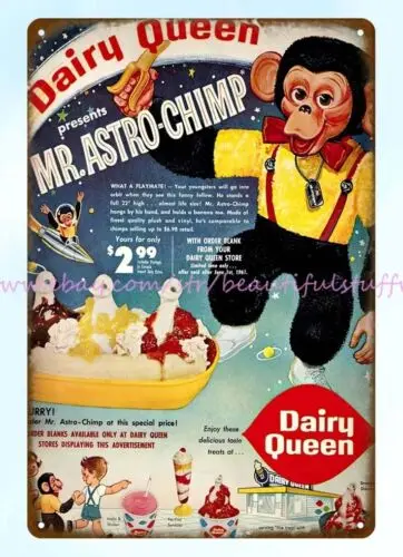 1961 ice cream food snack Mr. Astro-Chimp metal tin sign art prints online