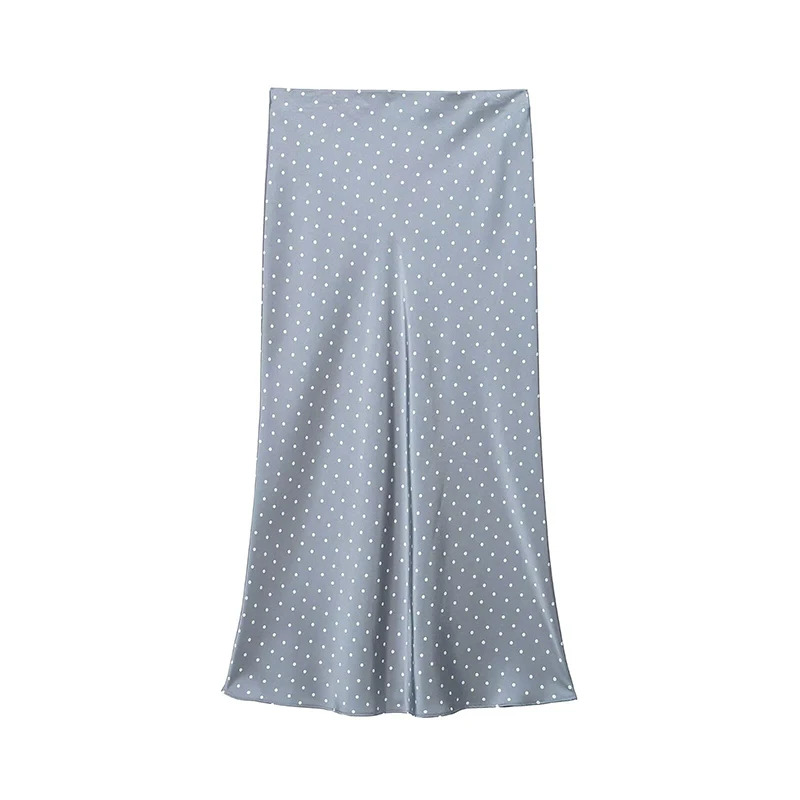 YENKYE Summer 2026 Women High Wwaist Polka Dot Satin Long Skirt