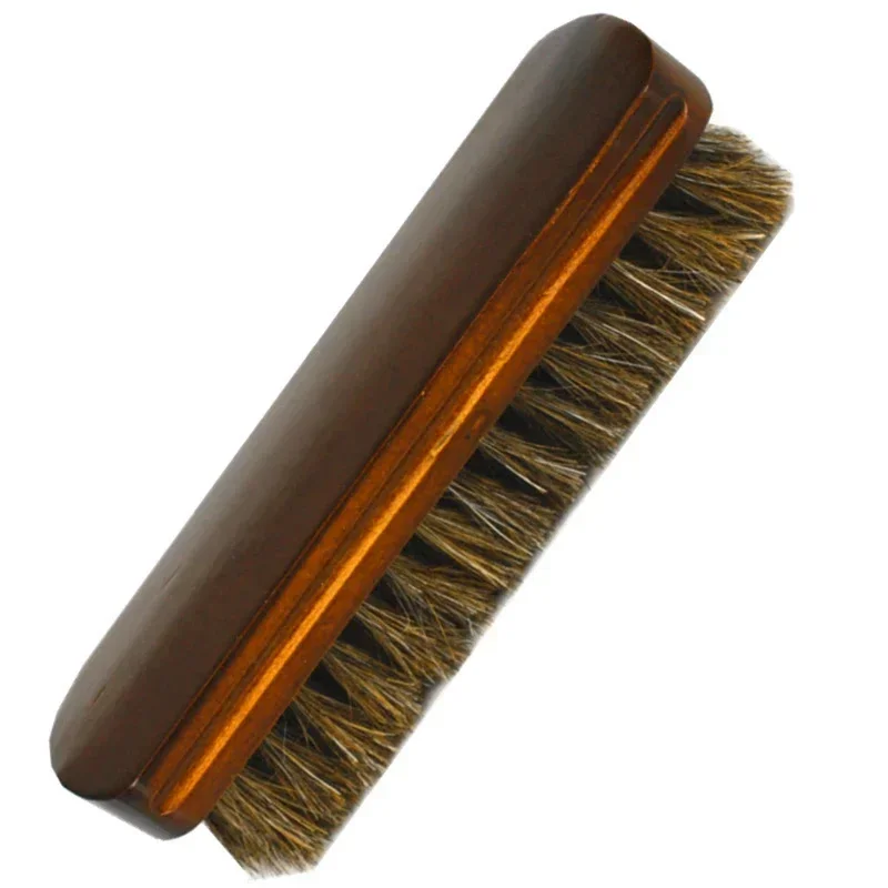 1Pc Horsehair Shoe Brush Shine Brushes Scraping Tool with Horse Hair Bristles for Boots Shoes & Other Leather Care Brush